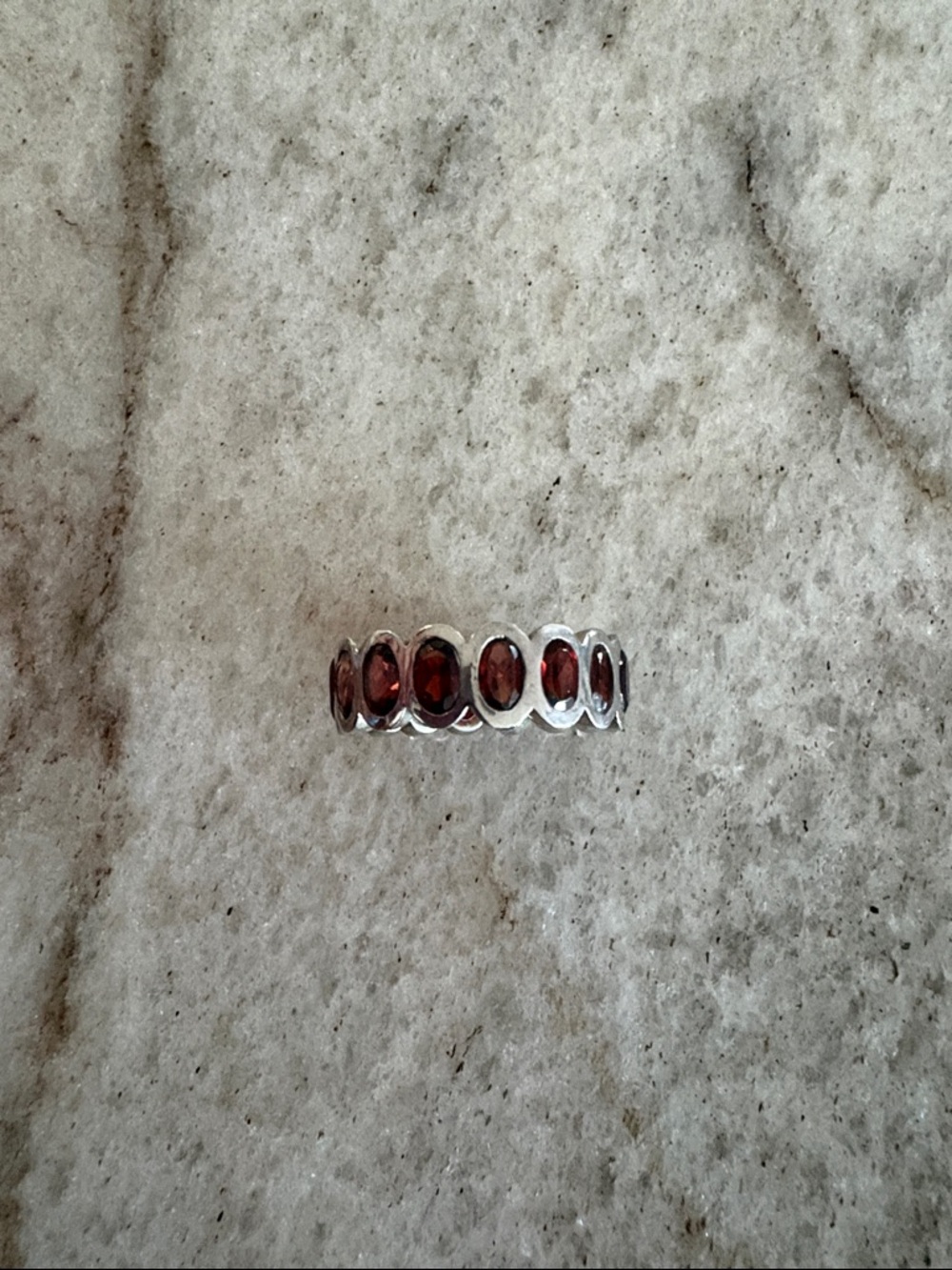 Sundance Sterling Silver Garnet Oval Eternity Band